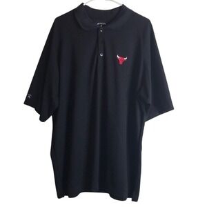 Antiqua black polo with bulls logo on front size XL